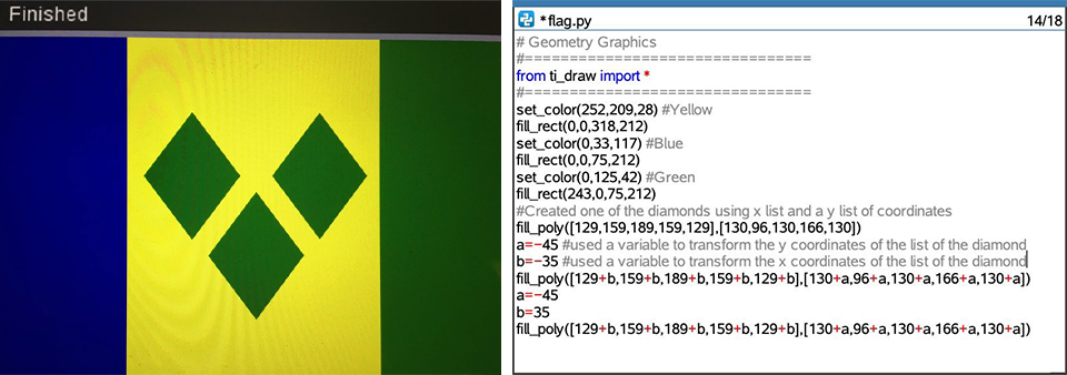 the flag of St. Vincent and the Grenadines, coded with Python