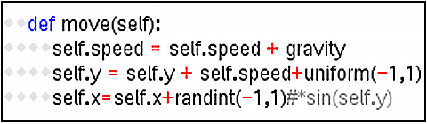 Python code to show snow.