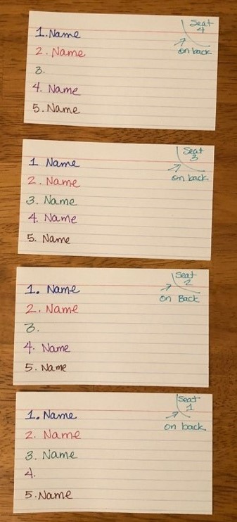 notecard seating chart