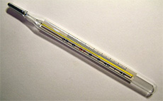 An old style mercury thermometer